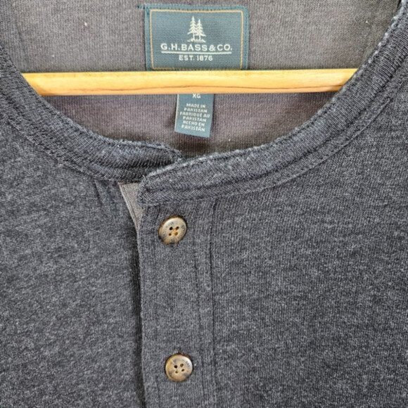 G.H. Bass & Co. Henley Shirt Mens Size XL Gray Thermal Long Sleeve - Picture 7 of 11